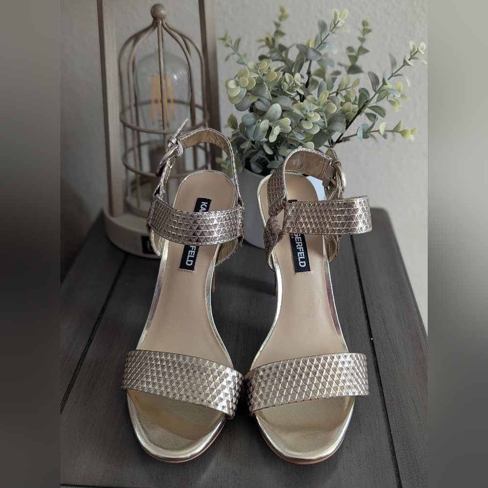 Karl Lagerfeld Metallic Gold Sandals